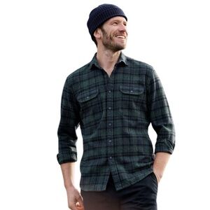 Men's Dark Green Plaid Button-Up Shirt